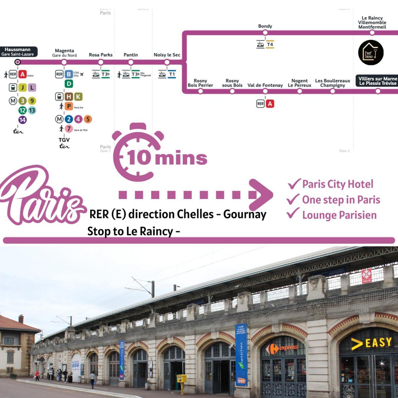 Paris City-Le Raincy - Facing Station - 4 To 8 Pers Dış mekan fotoğraf
